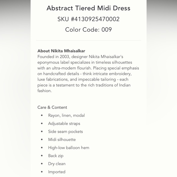 Anthropologie NWT Abstract Tiered Midi Dress size XXS. - Picture 6 of 9